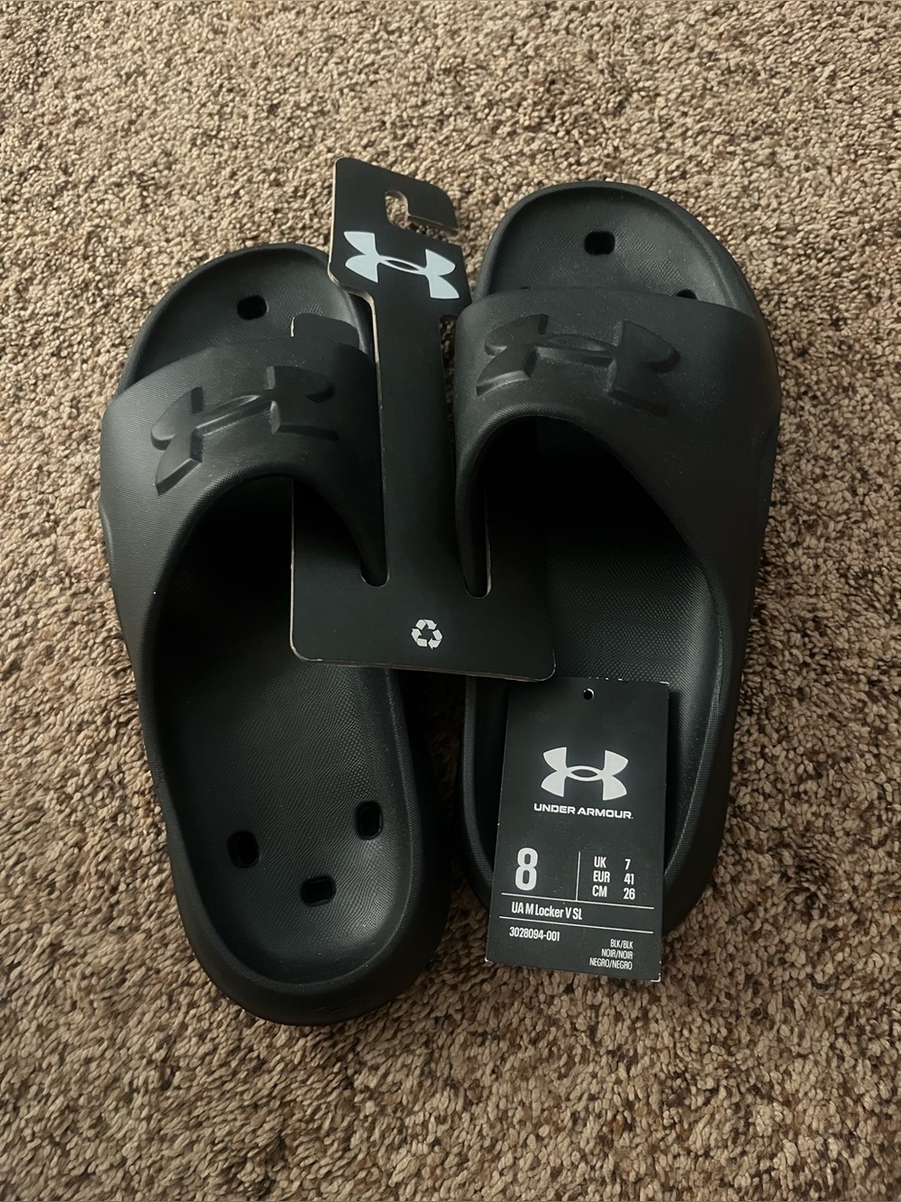 Under Armour mens Black Slide Sandals - Comfortable Pool & Casual Wear